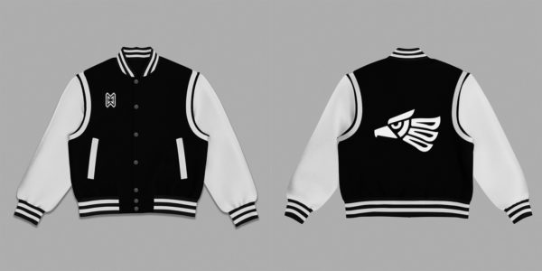 Black & White Varsity Jacket with Eagle Back - Image 4