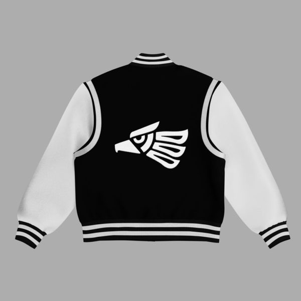 Black & White Varsity Jacket with Eagle Back - Image 3