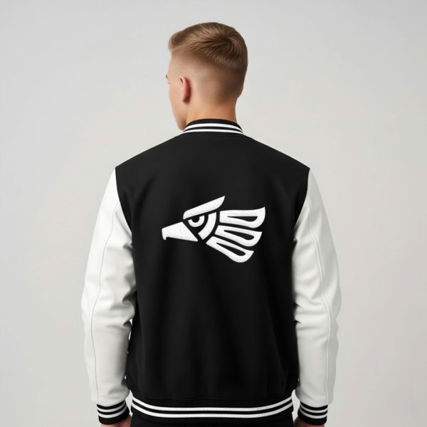Black & White Varsity Jacket with Eagle Back